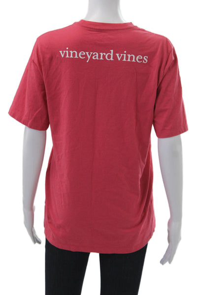 Vineyard Vines Women Red Cotton T-Shirt Short Sleeve Animal Graphic Size XL