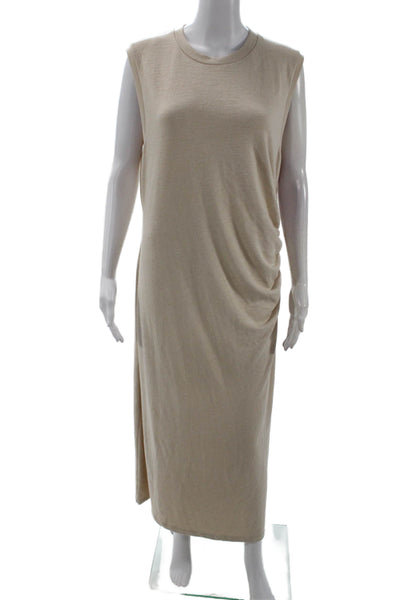 Vince Womens Maxi Tank Dress Sleeveless Beige Crew Neck Size XL
