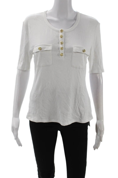 Generation Love Women Basic White Short Sleeve Round Neck T-Shirt Size L