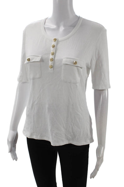 Generation Love Women Basic White Short Sleeve Round Neck T-Shirt Size L
