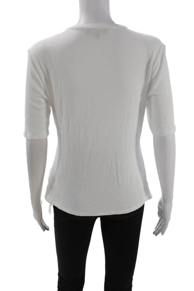 Generation Love Women Basic White Short Sleeve Round Neck T-Shirt Size L