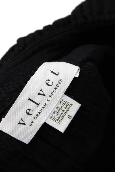 Velvet by Graham & Spencer Women Tunic Black V-Neck Short Sleeve Cotton Size S