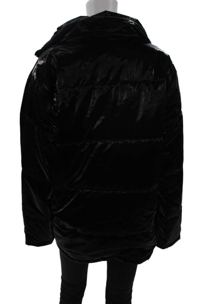 Blue Revival Unisex Quilted Puffer Jacket Black Polyester Button Size M