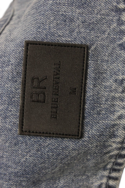 Blue Revival Unisex Quilted Puffer Jacket Black Polyester Button Size M