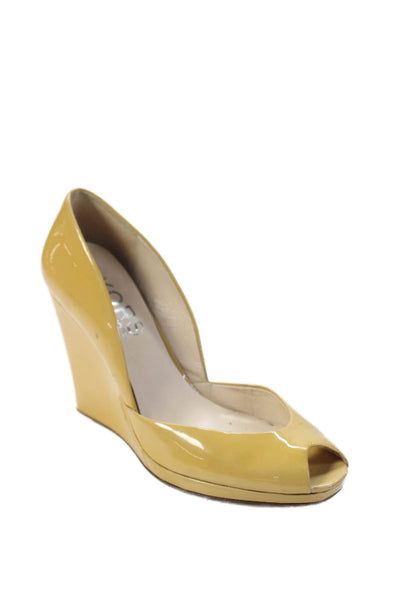 Michael Michael Kors Womens Open Toe Slip On Wedge Heels Yellow Size 10