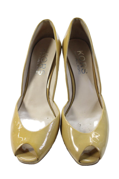 Michael Michael Kors Womens Open Toe Slip On Wedge Heels Yellow Size 10