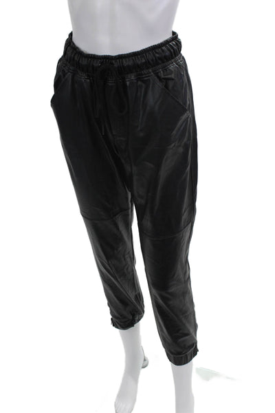 David Lerner Unisex Cropped Jogger Pants Black Drawstring Size XS