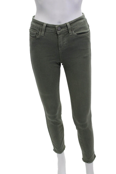 Paige Black Label Women Ankle Skinny Jeans Army Green Mid Rise Size 25
