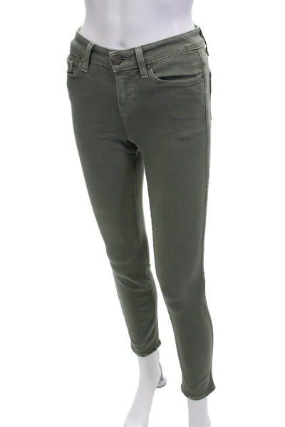 Paige Black Label Women Ankle Skinny Jeans Army Green Mid Rise Size 25