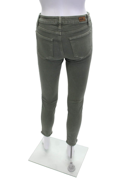 Paige Black Label Women Ankle Skinny Jeans Army Green Mid Rise Size 25