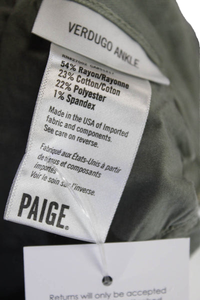 Paige Black Label Women Ankle Skinny Jeans Army Green Mid Rise Size 25