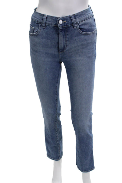 DL1961 Women Ankle Straight Jeans Blue High Rise Button Size 25