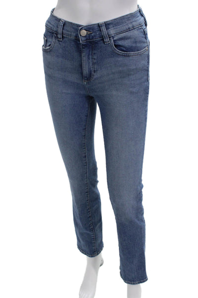 DL1961 Women Ankle Straight Jeans Blue High Rise Button Size 25