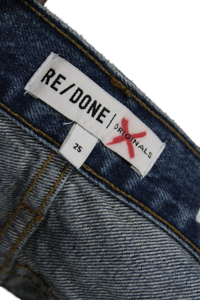 Re/Done Unisex 90s Dark Blue 100% Cotton Button Shorts Size 25