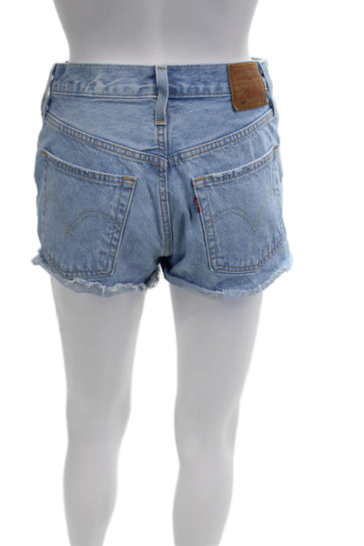 Levis Unisex Light Blue Solid 100% Cotton Button Shorts Size 26
