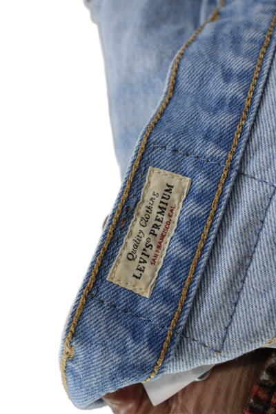 Levis Unisex Light Blue Solid 100% Cotton Button Shorts Size 26