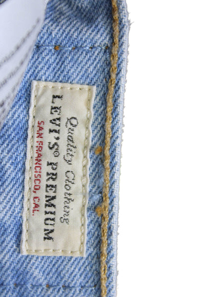 Levis Unisex Light Blue Cotton Solid Button Shorts Size 25