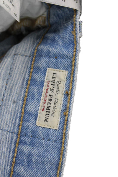 Levis Unisex Light Blue Cotton Solid Button Shorts Size 25