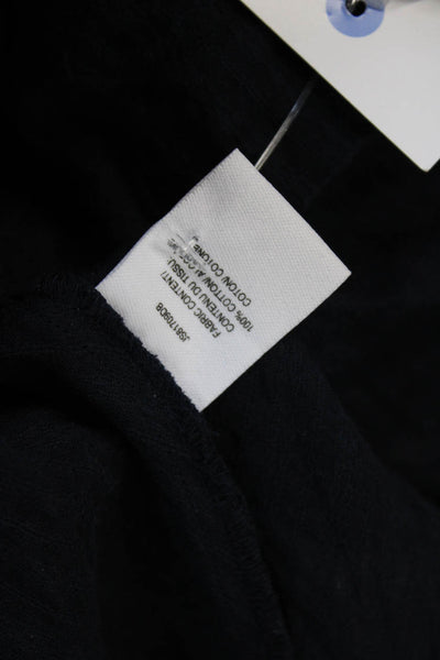 Derek Lam Women Dark Blue High Neck Cotton Blouse 3/4 Sleeve Petite Size S
