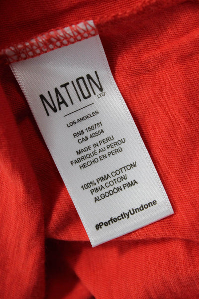 Nation LTD Womens Basic Red Pima Cotton Crew Neck Long Sleeve T-Shirt Size S