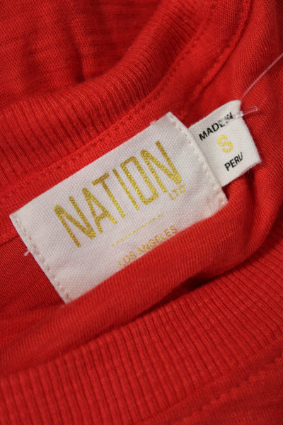 Nation LTD Womens Basic Red Pima Cotton Crew Neck Long Sleeve T-Shirt Size S