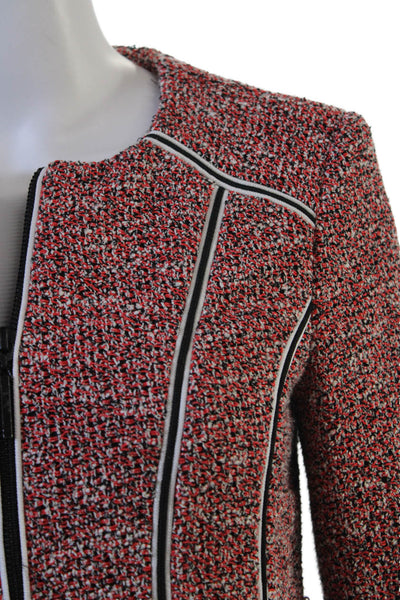 Nanette Lepore Womens Red Blazer Zip Long Sleeve Designer Size 4
