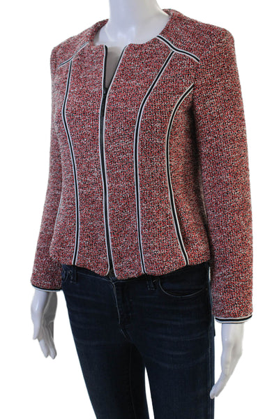 Nanette Lepore Womens Red Blazer Zip Long Sleeve Designer Size 4