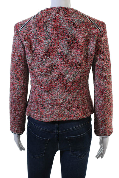 Nanette Lepore Womens Red Blazer Zip Long Sleeve Designer Size 4