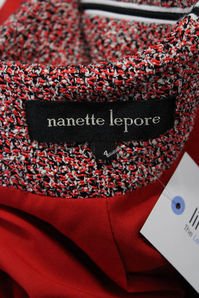Nanette Lepore Womens Red Blazer Zip Long Sleeve Designer Size 4