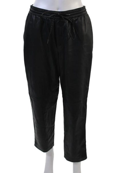 MNG Unisex Cropped Jogger Pants Black Polyester Drawstring Size M
