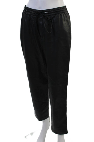 MNG Unisex Cropped Jogger Pants Black Polyester Drawstring Size M