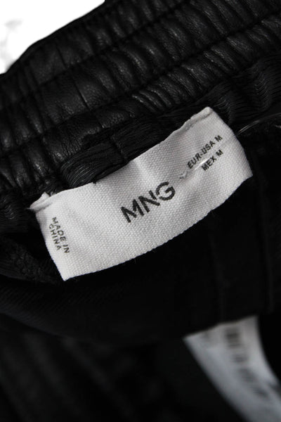 MNG Unisex Cropped Jogger Pants Black Polyester Drawstring Size M