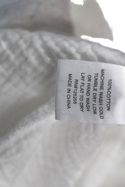 4OUR DREAMERS Women White Cotton V-Neck Long Sleeve Button-Up Top Basic Size S