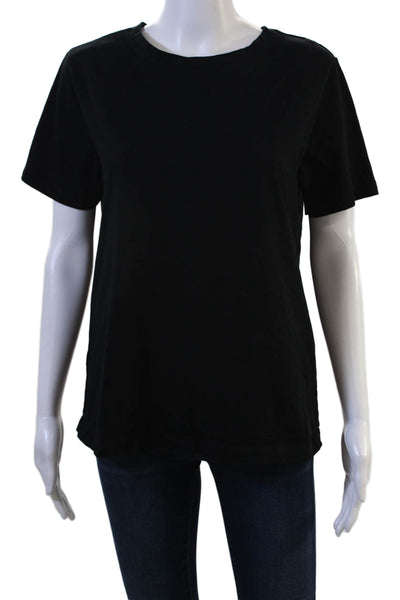 MNG Womens Basic Black Cotton Crew Neck Short Sleeve T-Shirt Size L