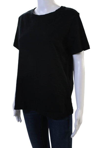 MNG Womens Basic Black Cotton Crew Neck Short Sleeve T-Shirt Size L