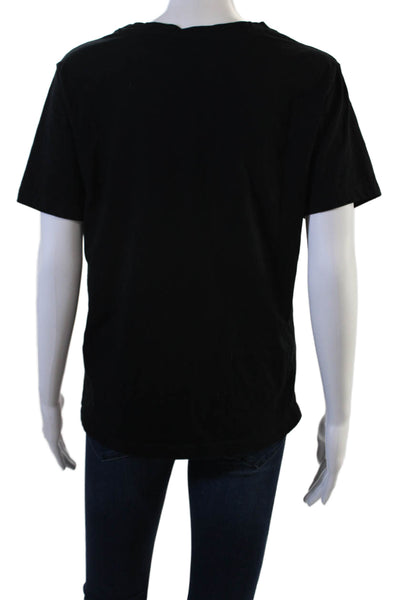MNG Womens Basic Black Cotton Crew Neck Short Sleeve T-Shirt Size L