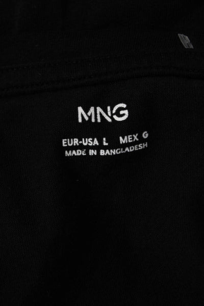 MNG Womens Basic Black Cotton Crew Neck Short Sleeve T-Shirt Size L