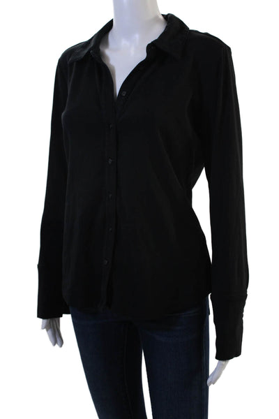 Banana Republic Women Black Collared Long Sleeve Button-Up Basic Size M