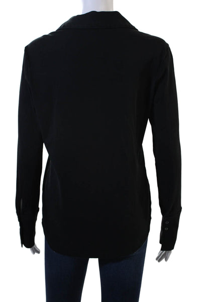 Banana Republic Women Black Collared Long Sleeve Button-Up Basic Size M