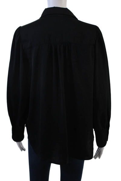 Banana Republic Womens Black Collared Tunic Blouse Long Sleeve Size M Petite