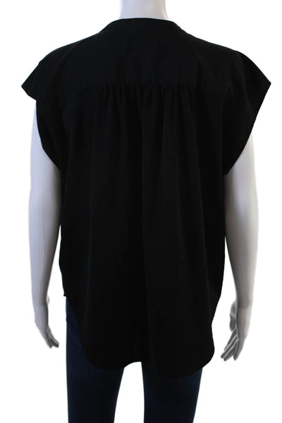 Banana Republic Women Black V-Neck Basic Blouse Short Sleeve Size M