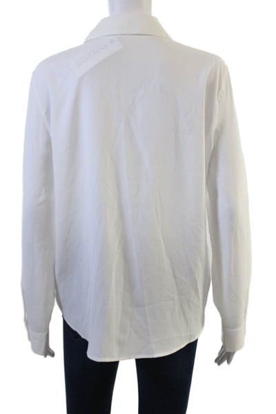 MNG Women Collared Button-Up Blouse White Long Sleeve Polyester Size M