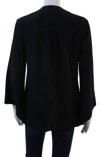 Lia Kes Women Tunic Blouse Black Long Sleeve 100% Cotton Boho Size M