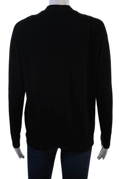 Quince Unisex Cardigan Black V-Neck Button Organic Cotton Blend Size M
