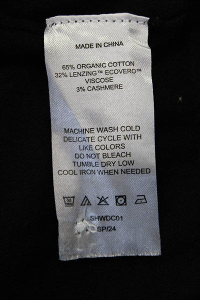 Quince Unisex Cardigan Black V-Neck Button Organic Cotton Blend Size M