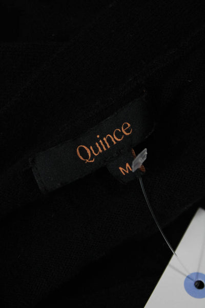 Quince Unisex Cardigan Black V-Neck Button Organic Cotton Blend Size M