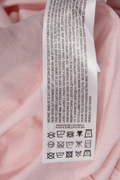 MNG Women Basic Pink Solid Cotton Crew Neck Short Sleeve T-Shirt Size L