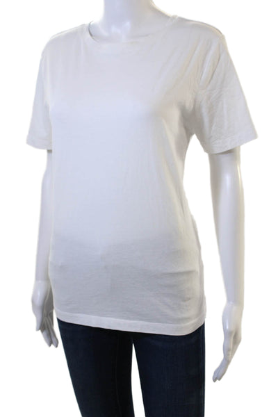 MNG Women Basic White Cotton Crew Neck Short Sleeve T-Shirt Size L