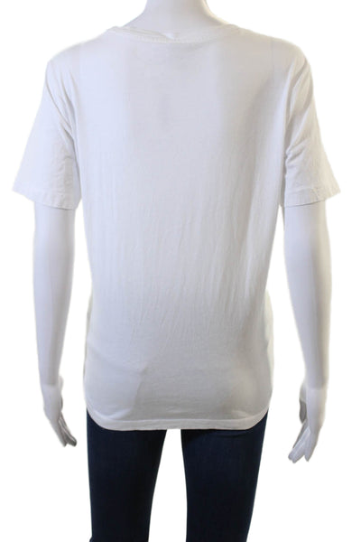MNG Women Basic White Cotton Crew Neck Short Sleeve T-Shirt Size L