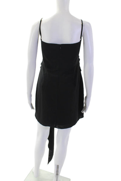 Amanda Uprichard Women Black Mini Slip Dress Square Neck Zip Size L